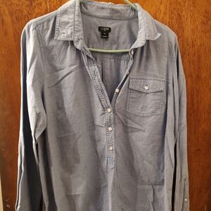 J. Crew Women Casual Long-Sleeve Button-Down Shirt — Light Blue